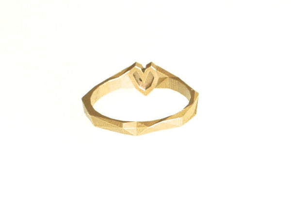 3d printed heart ring in brass