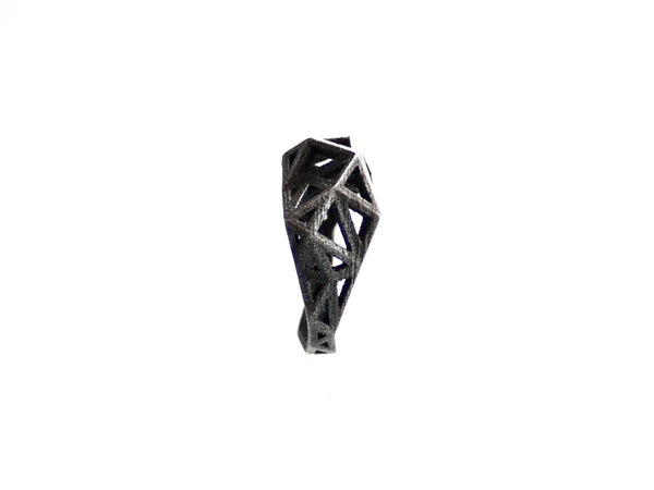 Slim Triangulated Ring in Dark Steel. 3d printed