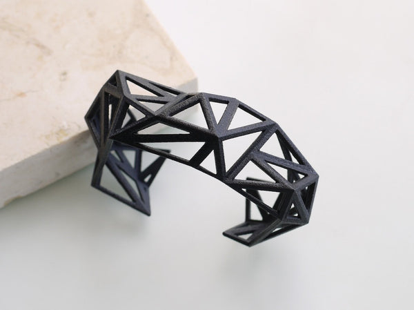 3d printed bracelet cuff in black
