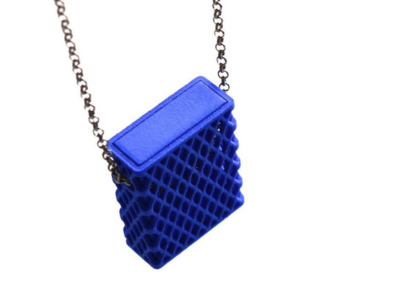 3d printed matchbox pendant in blue